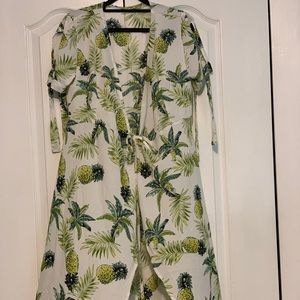 Pineapple Print Knot Wrap Dress